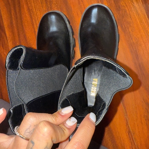 Black Chunky Platform Ankle Boots mslola - Picture 6 of 7